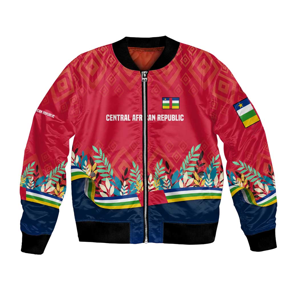 Central African Republic Bomber Jacket with Red Blue Green Tribal Design and National Flag - Wonder Print Shop