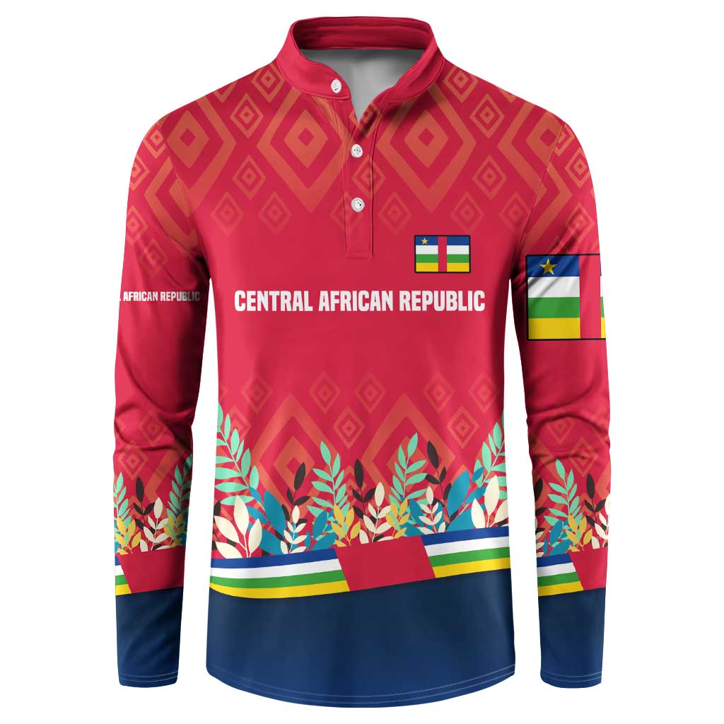Central African Republic Button Sweatshirt with Red Blue Green Tribal Design and National Flag - Wonder Print Shop