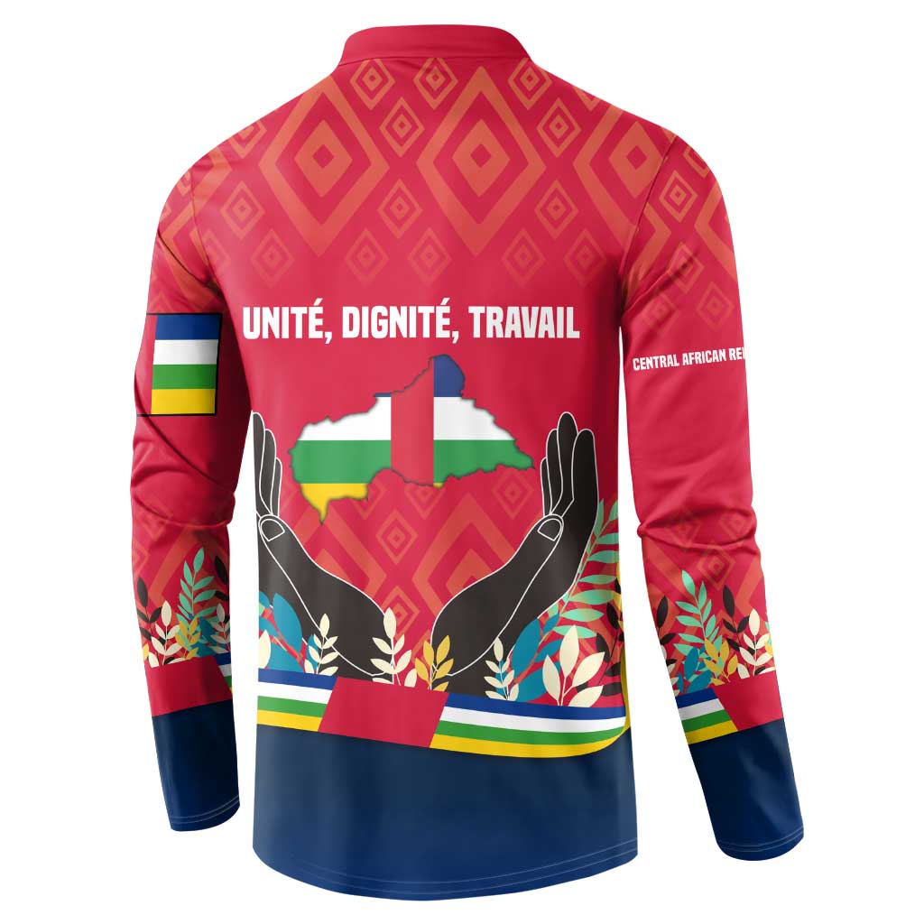 Central African Republic Button Sweatshirt with Red Blue Green Tribal Design and National Flag - Wonder Print Shop