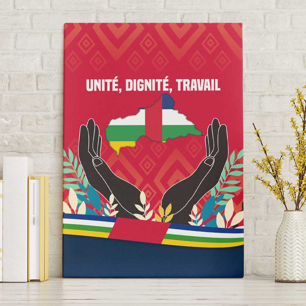 Central African Republic Canvas Wall Art with Red Blue Green Tribal Design and National Flag - Wonder Print Shop