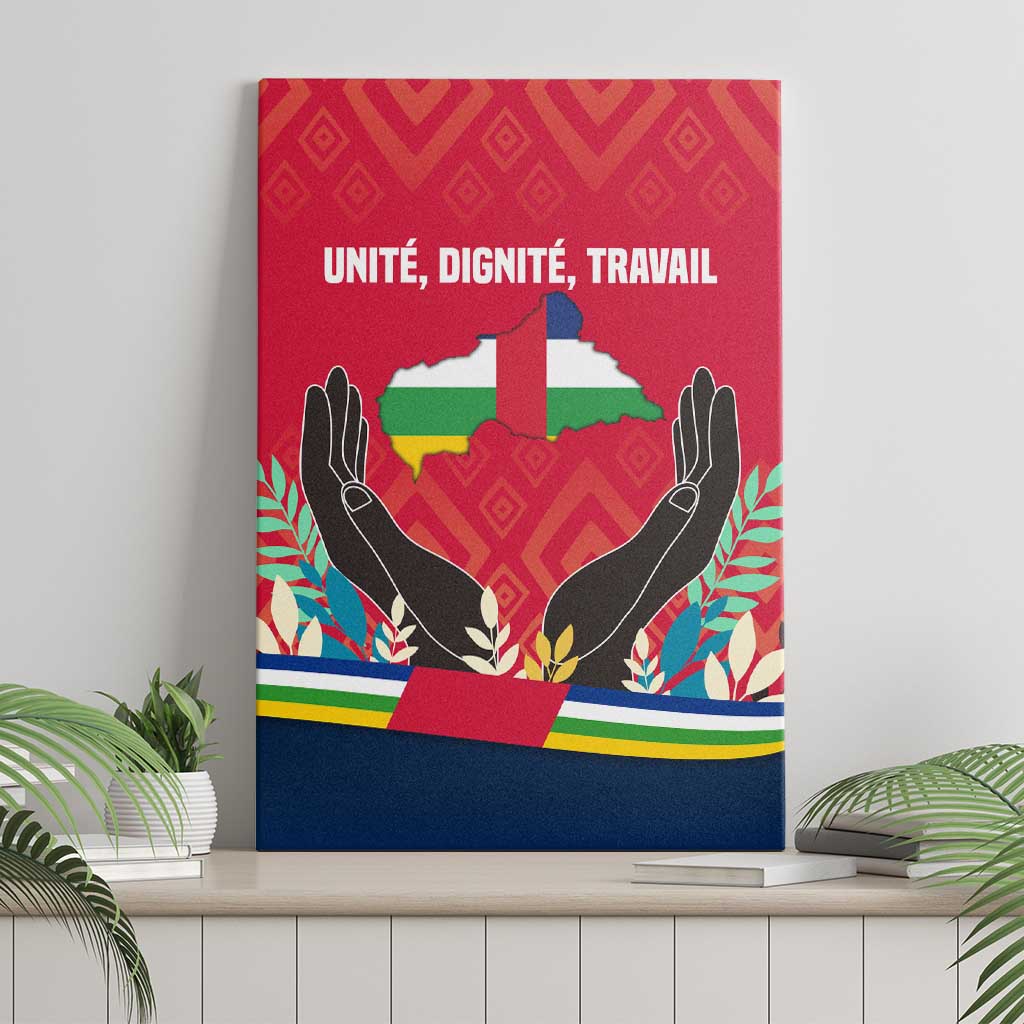 Central African Republic Canvas Wall Art with Red Blue Green Tribal Design and National Flag - Wonder Print Shop