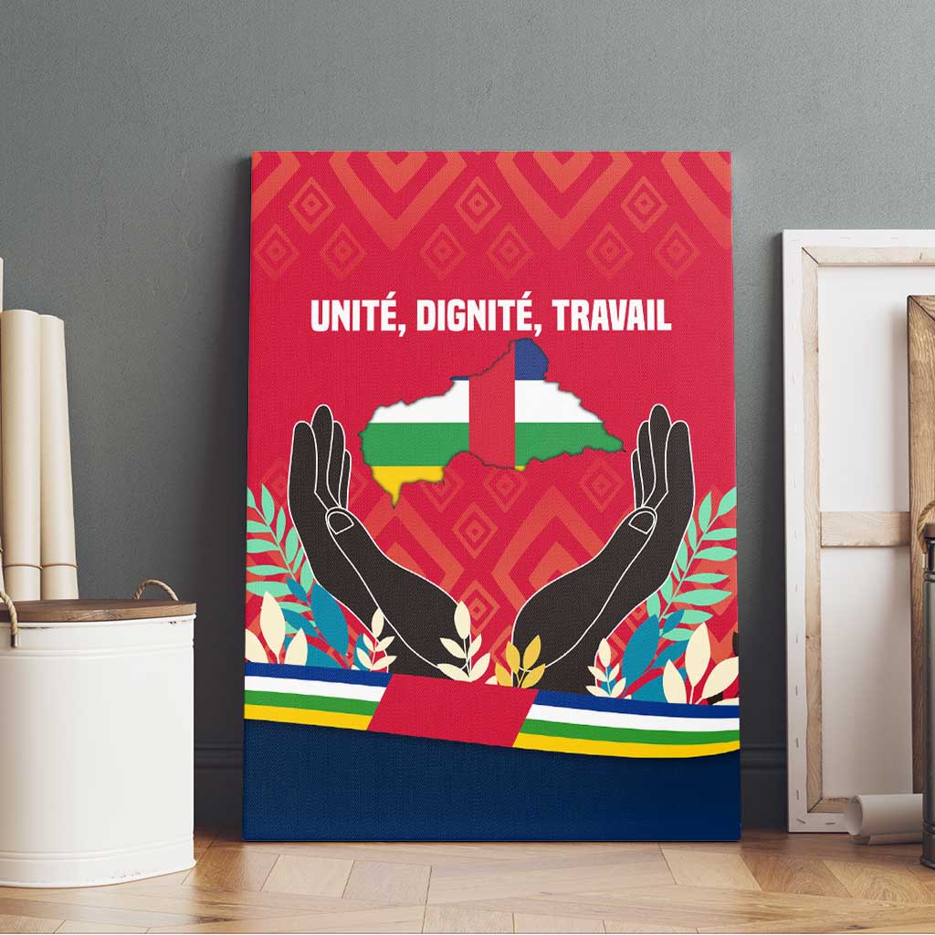 Central African Republic Canvas Wall Art with Red Blue Green Tribal Design and National Flag - Wonder Print Shop