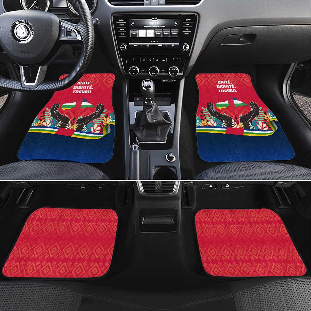 Central African Republic Car Mats with Red Blue Green Tribal Design and National Flag - Wonder Print Shop