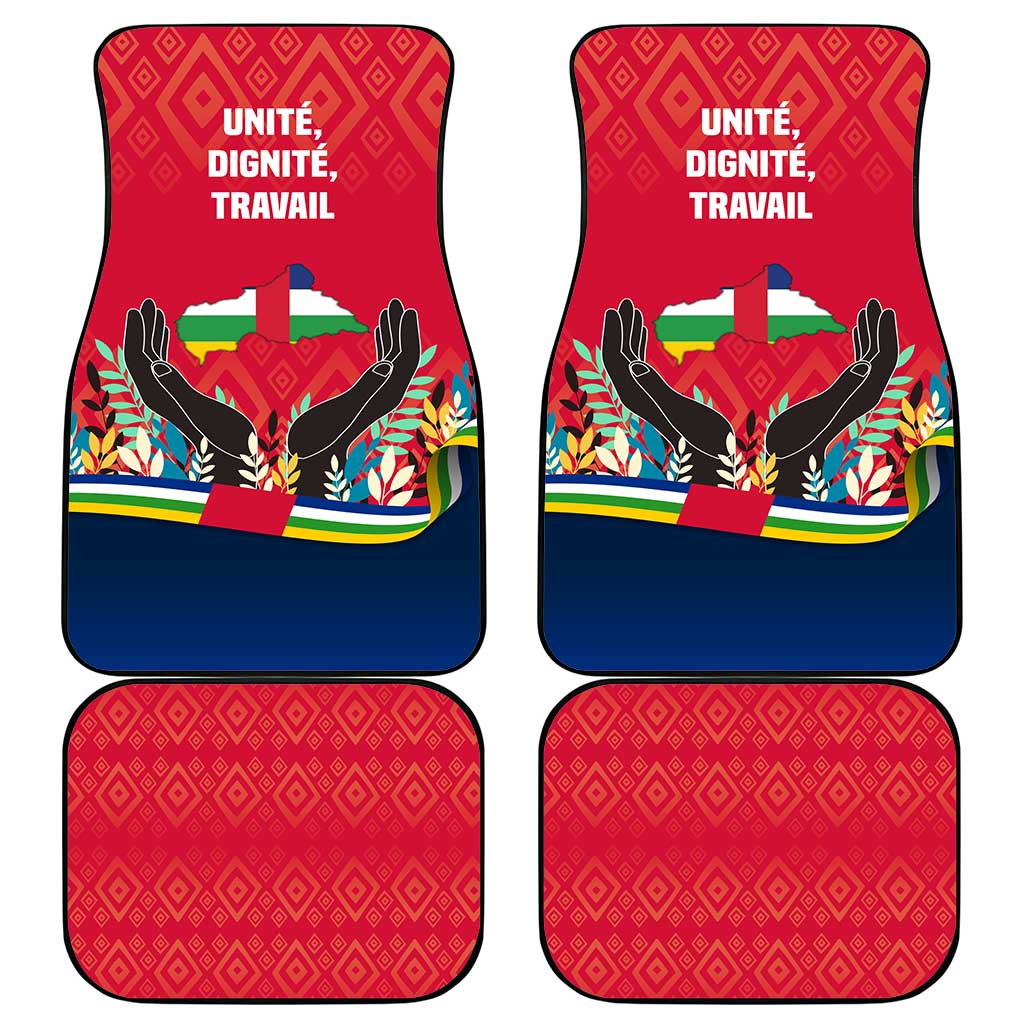 Central African Republic Car Mats with Red Blue Green Tribal Design and National Flag - Wonder Print Shop
