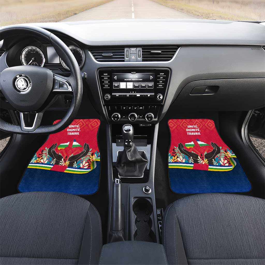 Central African Republic Car Mats with Red Blue Green Tribal Design and National Flag - Wonder Print Shop