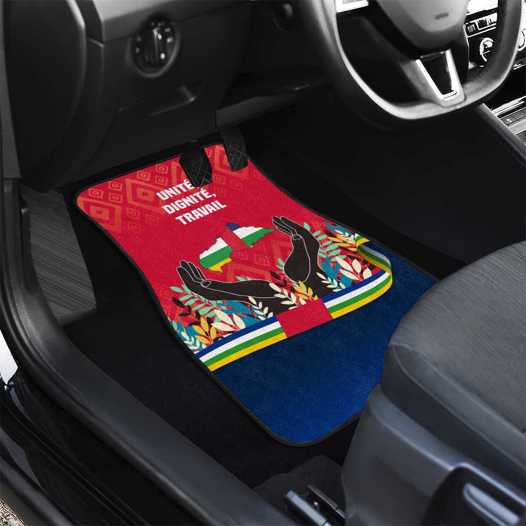 Central African Republic Car Mats with Red Blue Green Tribal Design and National Flag - Wonder Print Shop