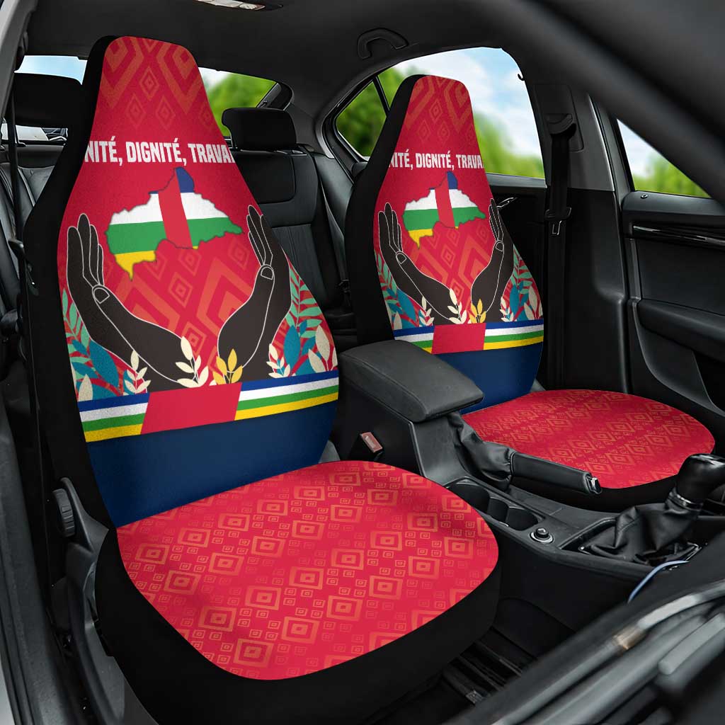 Central African Republic Car Seat Cover with Red Blue Green Tribal Design and National Flag - Wonder Print Shop