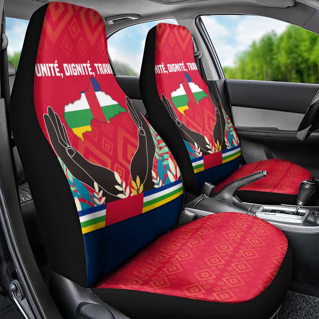 Central African Republic Car Seat Cover with Red Blue Green Tribal Design and National Flag - Wonder Print Shop
