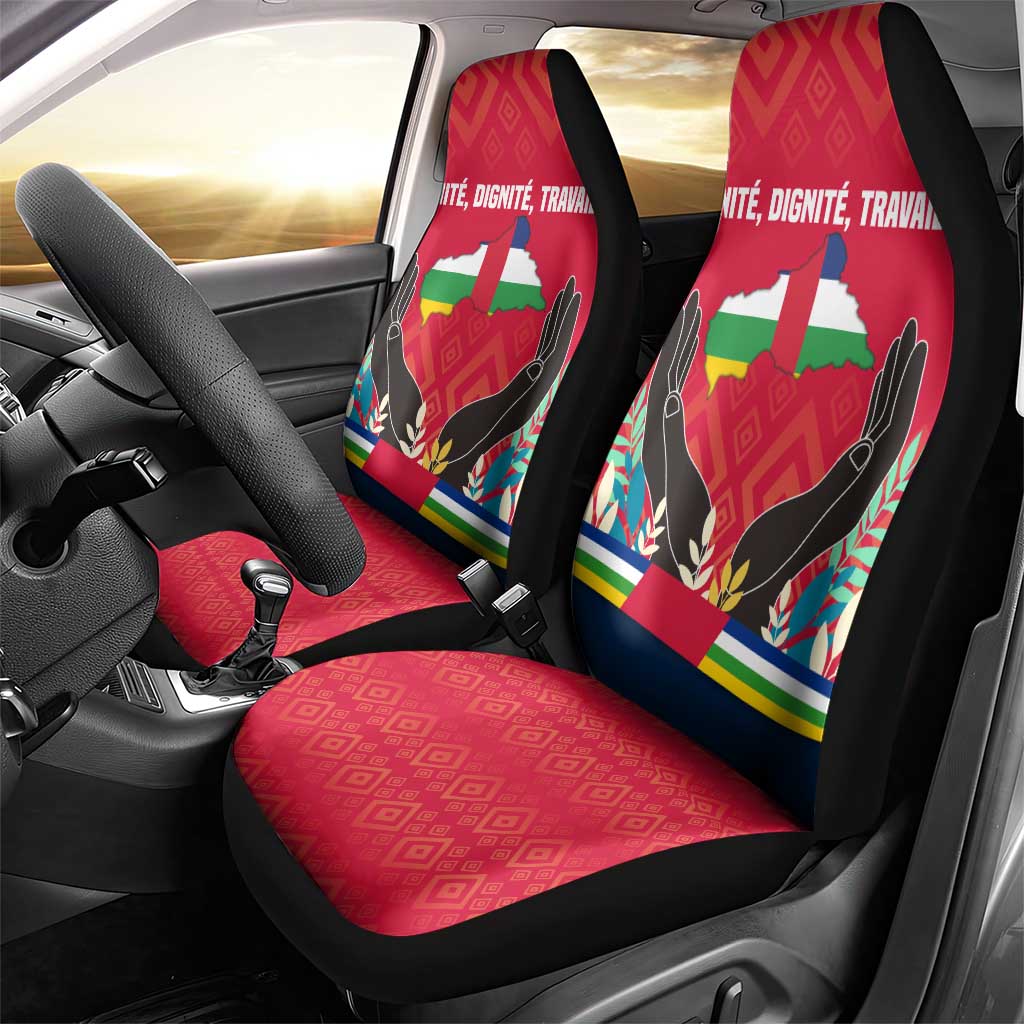 Central African Republic Car Seat Cover with Red Blue Green Tribal Design and National Flag - Wonder Print Shop