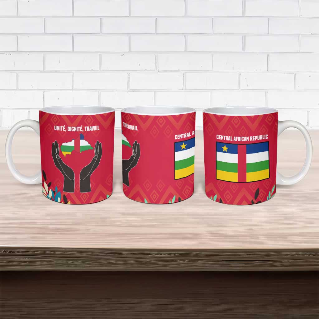 Central African Republic Ceramic Mug with Red Blue Green Tribal Design and National Flag - Wonder Print Shop