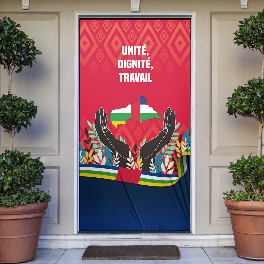 Central African Republic Door Cover with Red Blue Green Tribal Design and National Flag - Wonder Print Shop