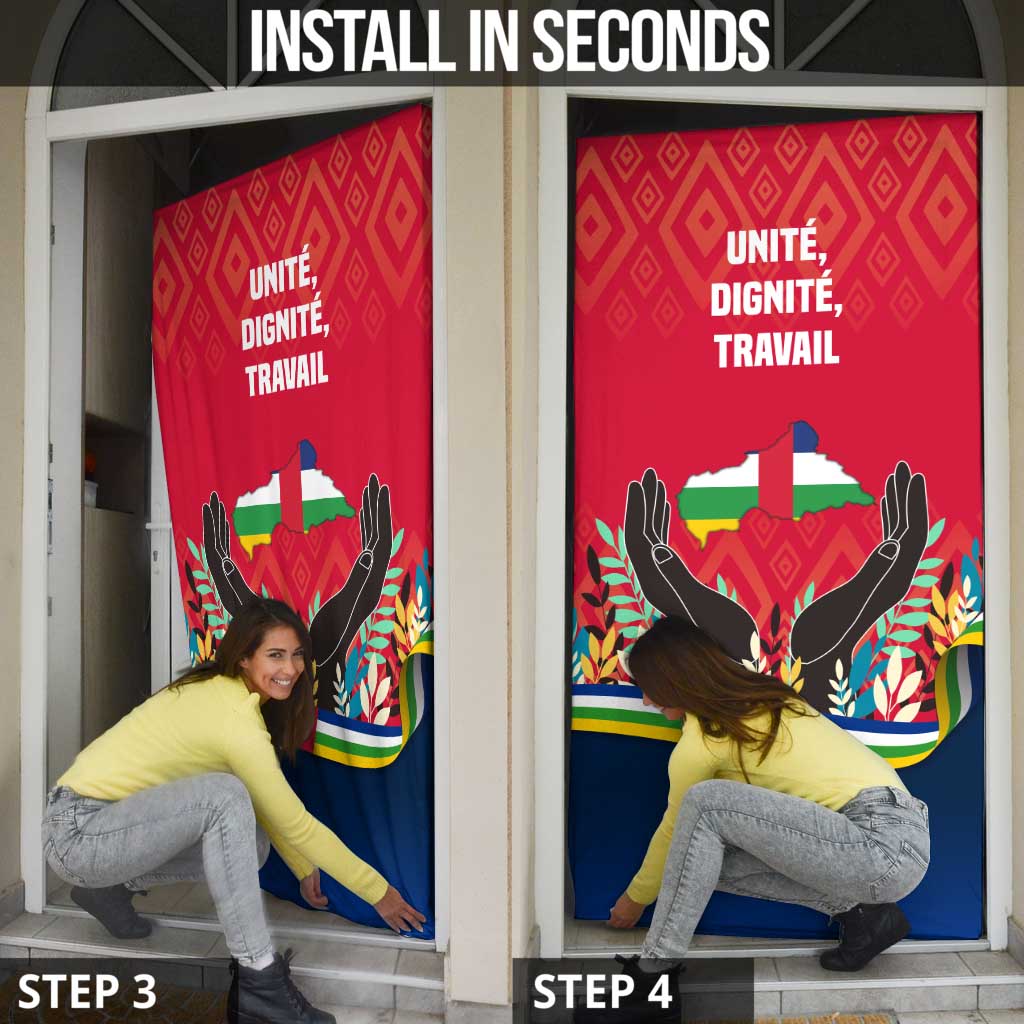 Central African Republic Door Cover with Red Blue Green Tribal Design and National Flag - Wonder Print Shop
