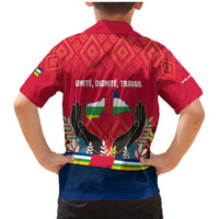 Central African Republic Family Matching Mermaid Dress and Hawaiian Shirt with Red Blue Green Tribal Design and National Flag - Wonder Print Shop