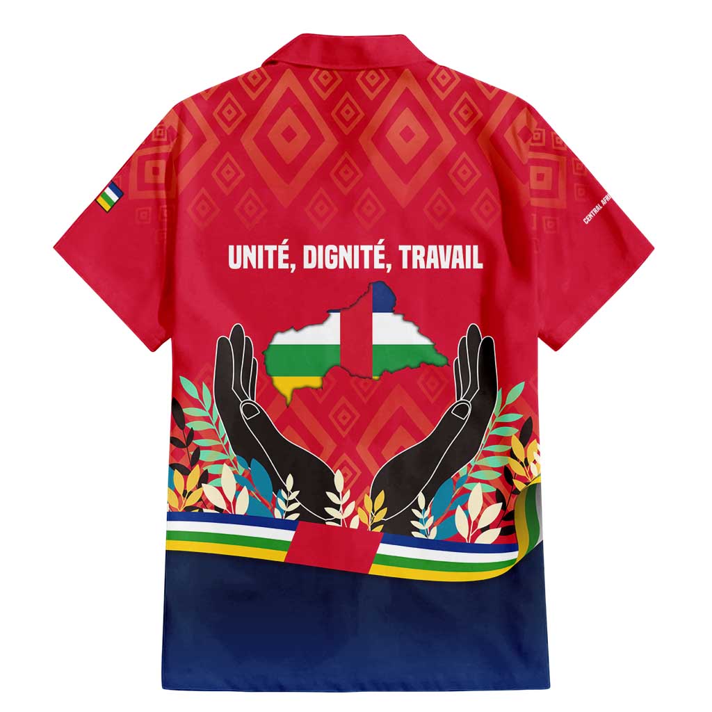 Central African Republic Family Matching Mermaid Dress and Hawaiian Shirt with Red Blue Green Tribal Design and National Flag - Wonder Print Shop