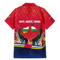 Central African Republic Family Matching Mermaid Dress and Hawaiian Shirt with Red Blue Green Tribal Design and National Flag - Wonder Print Shop