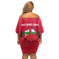 Central African Republic Family Matching Off Shoulder Short Dress and Hawaiian Shirt with Red Blue Green Tribal Design and National Flag - Wonder Print Shop