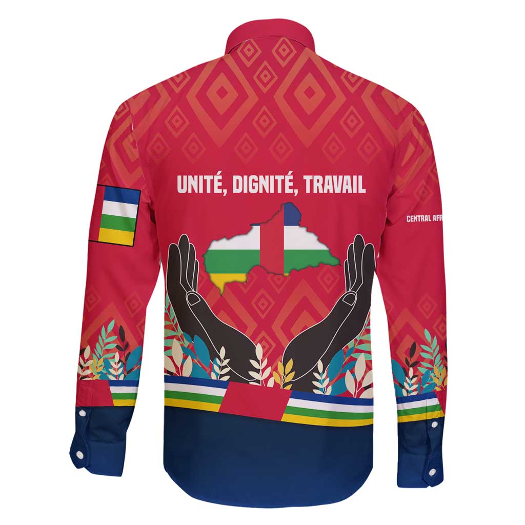 Central African Republic Family Matching Puletasi and Hawaiian Shirt with Red Blue Green Tribal Design and National Flag - Wonder Print Shop