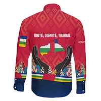 Central African Republic Family Matching Short Sleeve Bodycon Dress and Hawaiian Shirt with Red Blue Green Tribal Design and National Flag - Wonder Print Shop