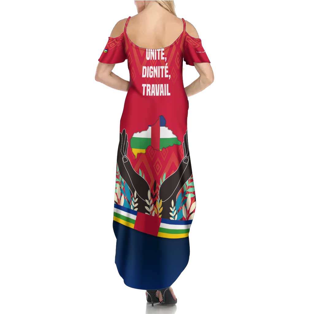Central African Republic Family Matching Summer Maxi Dress and Hawaiian Shirt with Red Blue Green Tribal Design and National Flag - Wonder Print Shop