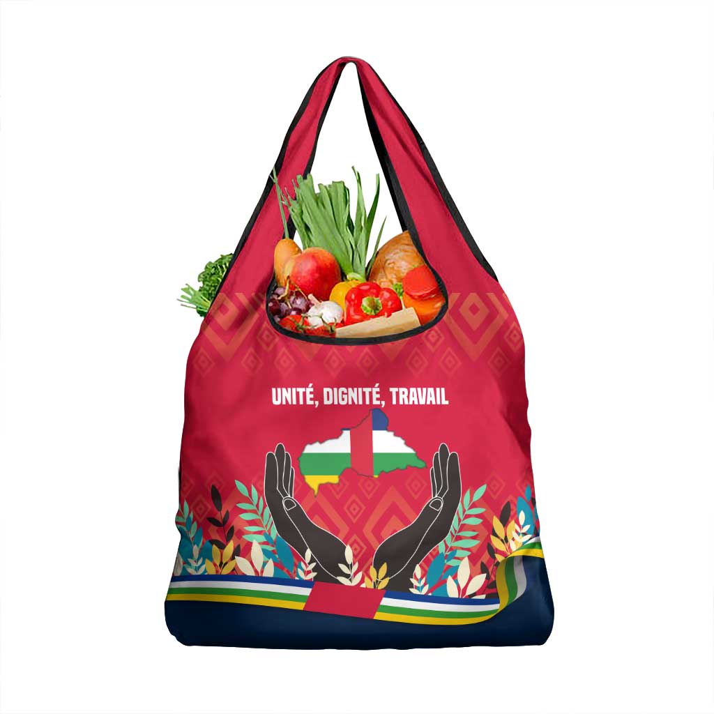 Central African Republic Grocery Bag with Red Blue Green Tribal Design and National Flag - Wonder Print Shop