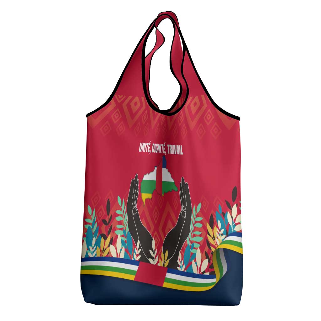 Central African Republic Grocery Bag with Red Blue Green Tribal Design and National Flag - Wonder Print Shop