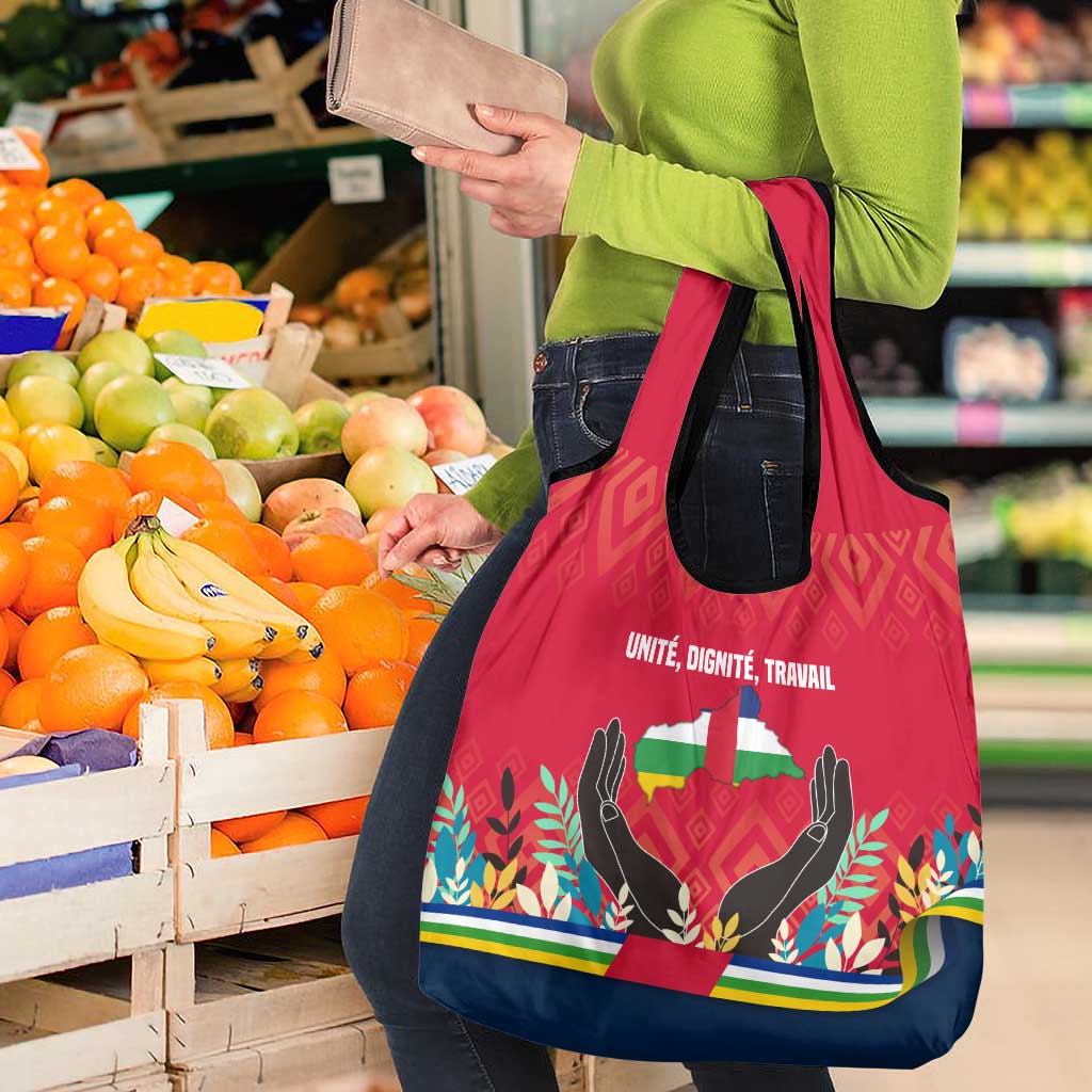 Central African Republic Grocery Bag with Red Blue Green Tribal Design and National Flag - Wonder Print Shop