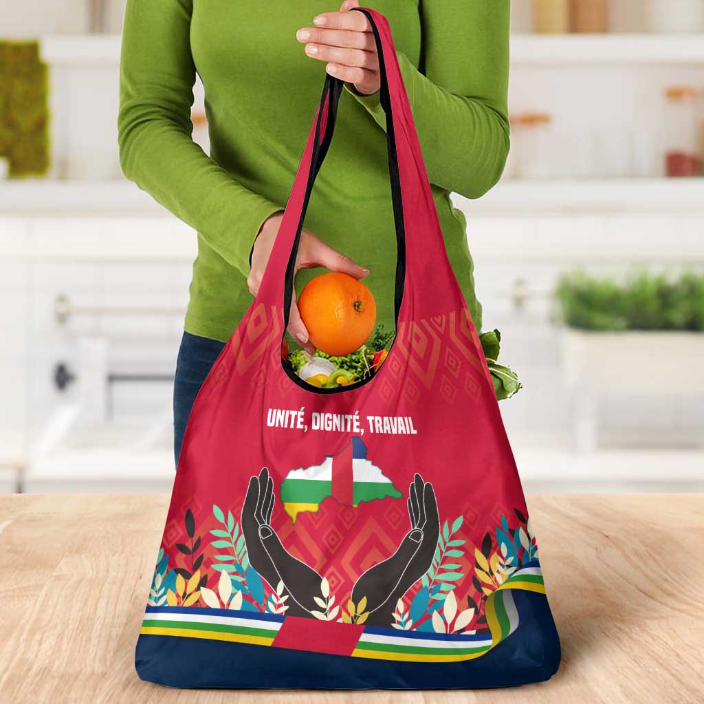 Central African Republic Grocery Bag with Red Blue Green Tribal Design and National Flag - Wonder Print Shop