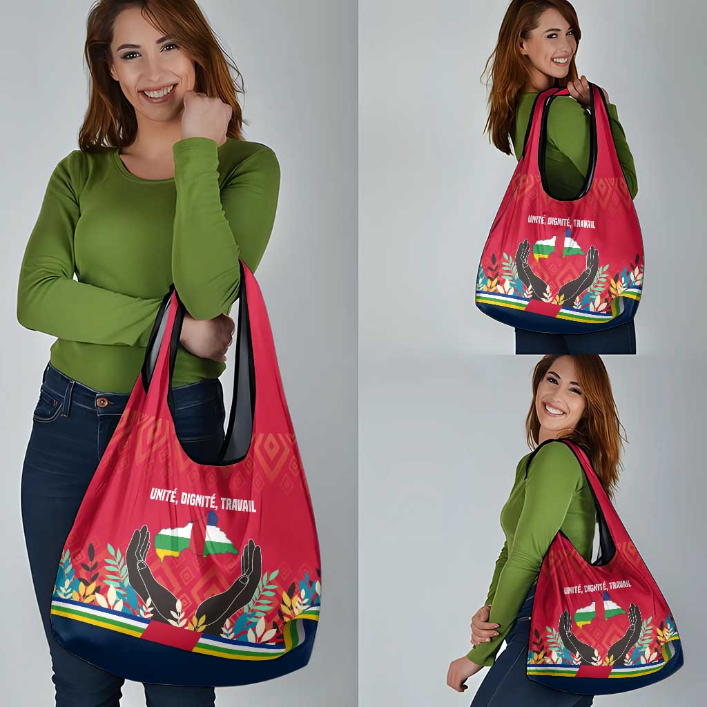 Central African Republic Grocery Bag with Red Blue Green Tribal Design and National Flag - Wonder Print Shop