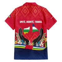 Central African Republic Hawaiian Shirt with Red Blue Green Tribal Design and National Flag - Wonder Print Shop