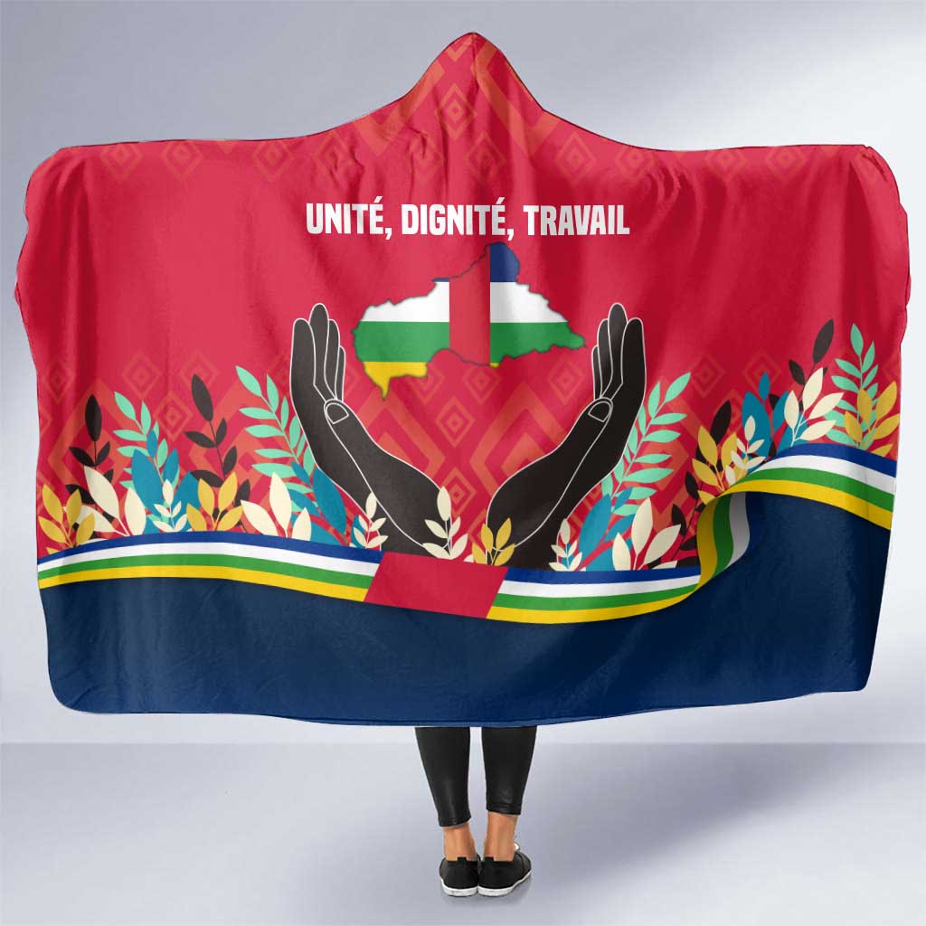 Central African Republic Hooded Blanket with Red Blue Green Tribal Design and National Flag - Wonder Print Shop