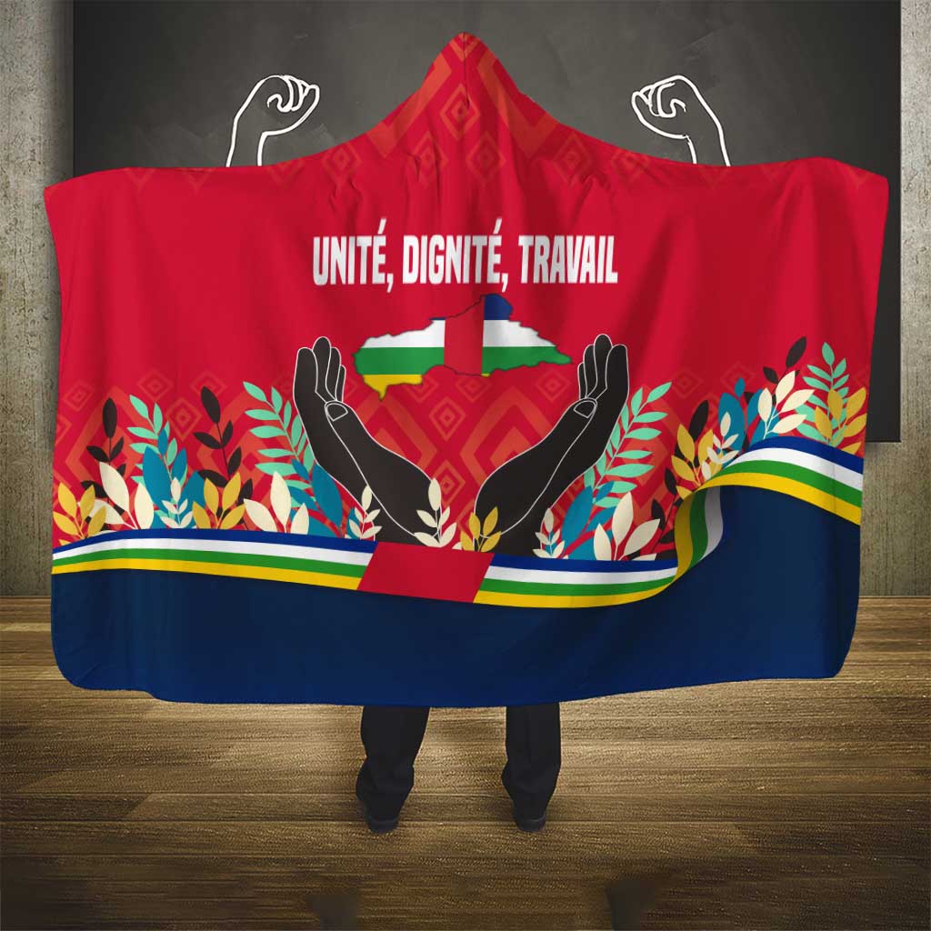 Central African Republic Hooded Blanket with Red Blue Green Tribal Design and National Flag - Wonder Print Shop