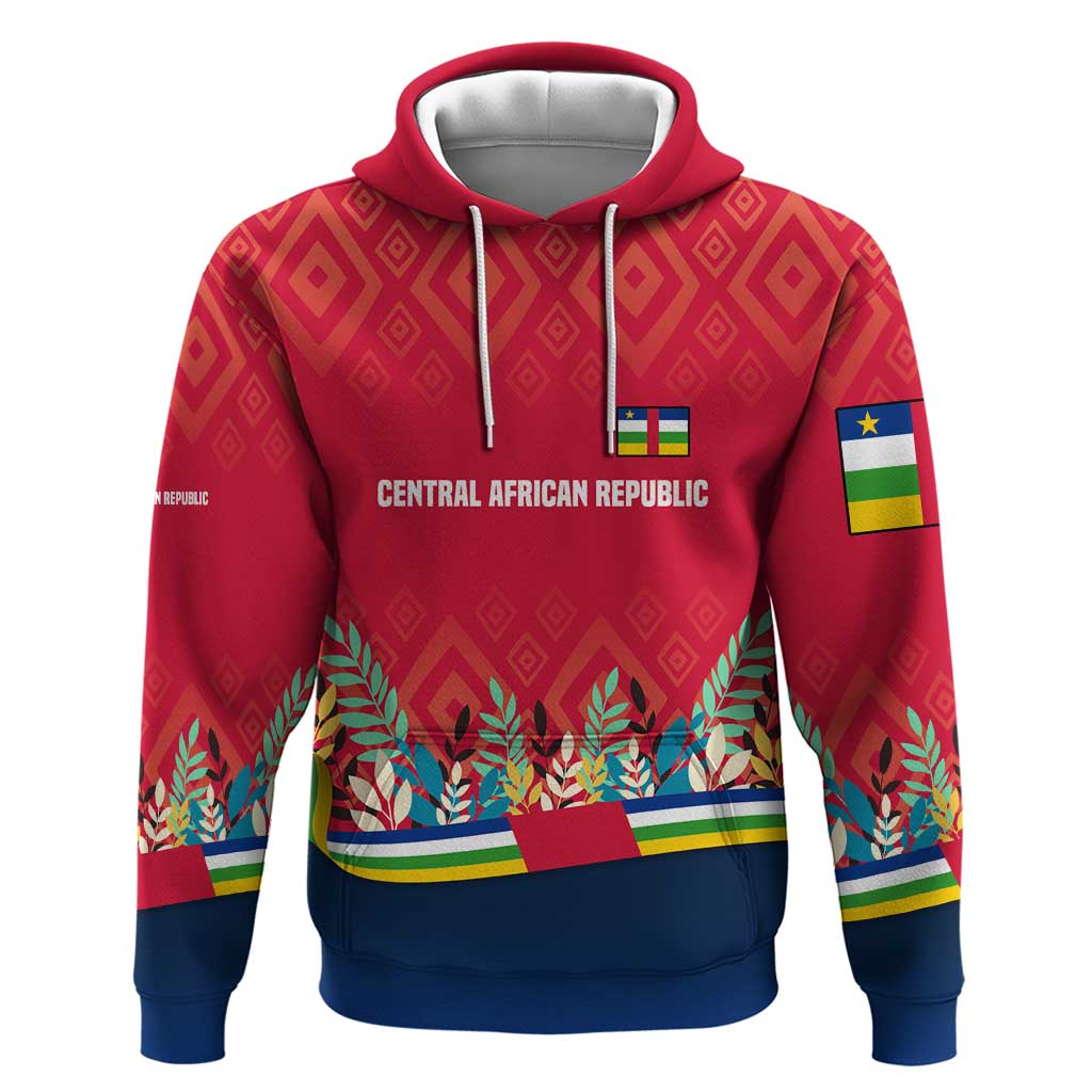 Central African Republic Hoodie with Red Blue Green Tribal Design and National Flag - Wonder Print Shop