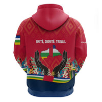 Central African Republic Hoodie with Red Blue Green Tribal Design and National Flag - Wonder Print Shop