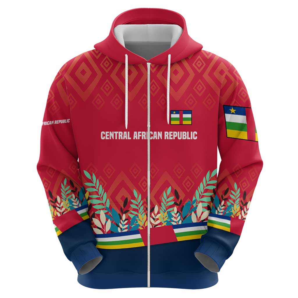 Central African Republic Hoodie with Red Blue Green Tribal Design and National Flag - Wonder Print Shop