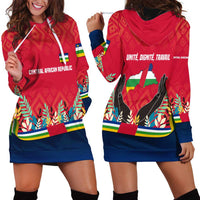Central African Republic Hoodie Dress with Red Blue Green Tribal Design and National Flag - Wonder Print Shop