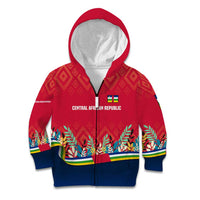 Central African Republic Kid Hoodie with Red Blue Green Tribal Design and National Flag - Wonder Print Shop