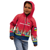 Central African Republic Kid Hoodie with Red Blue Green Tribal Design and National Flag - Wonder Print Shop