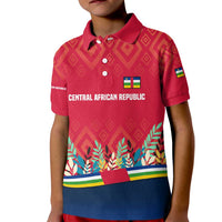 Central African Republic Kid Polo Shirt with Red Blue Green Tribal Design and National Flag - Wonder Print Shop