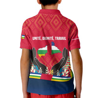 Central African Republic Kid Polo Shirt with Red Blue Green Tribal Design and National Flag - Wonder Print Shop