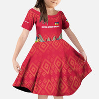 Central African Republic Kid Short Sleeve Dress with Red Blue Green Tribal Design and National Flag - Wonder Print Shop