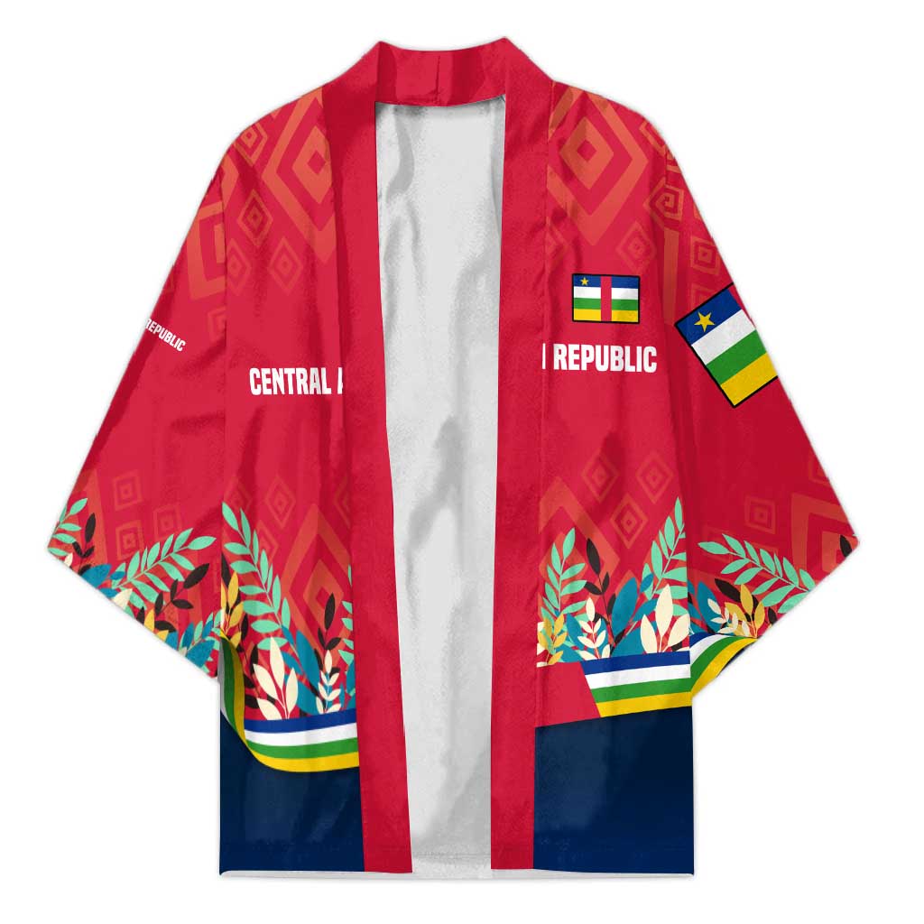 Central African Republic Kimono with Red Blue Green Tribal Design and National Flag - Wonder Print Shop