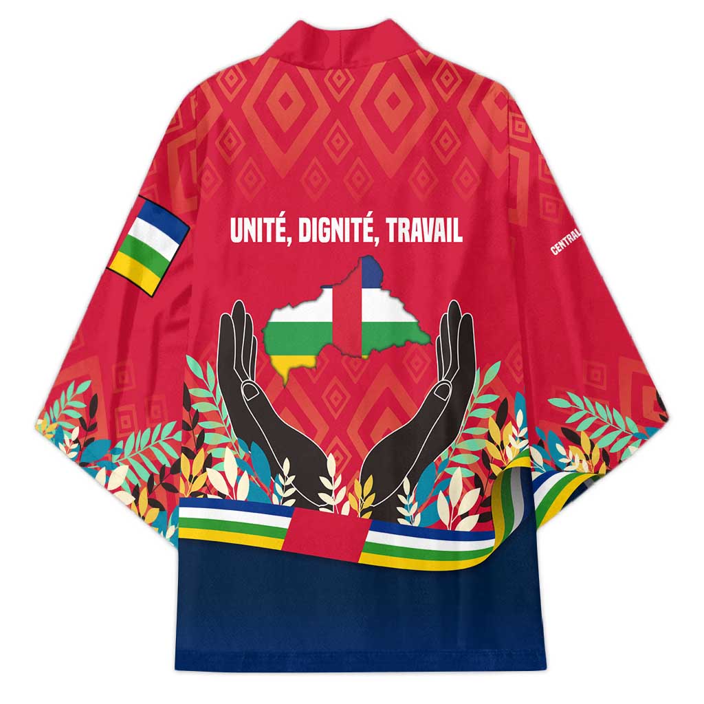 Central African Republic Kimono with Red Blue Green Tribal Design and National Flag - Wonder Print Shop