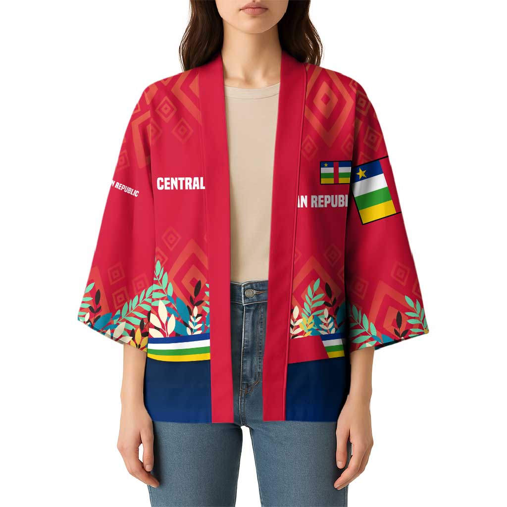 Central African Republic Kimono with Red Blue Green Tribal Design and National Flag - Wonder Print Shop