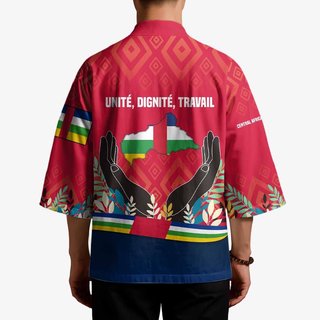 Central African Republic Kimono with Red Blue Green Tribal Design and National Flag - Wonder Print Shop