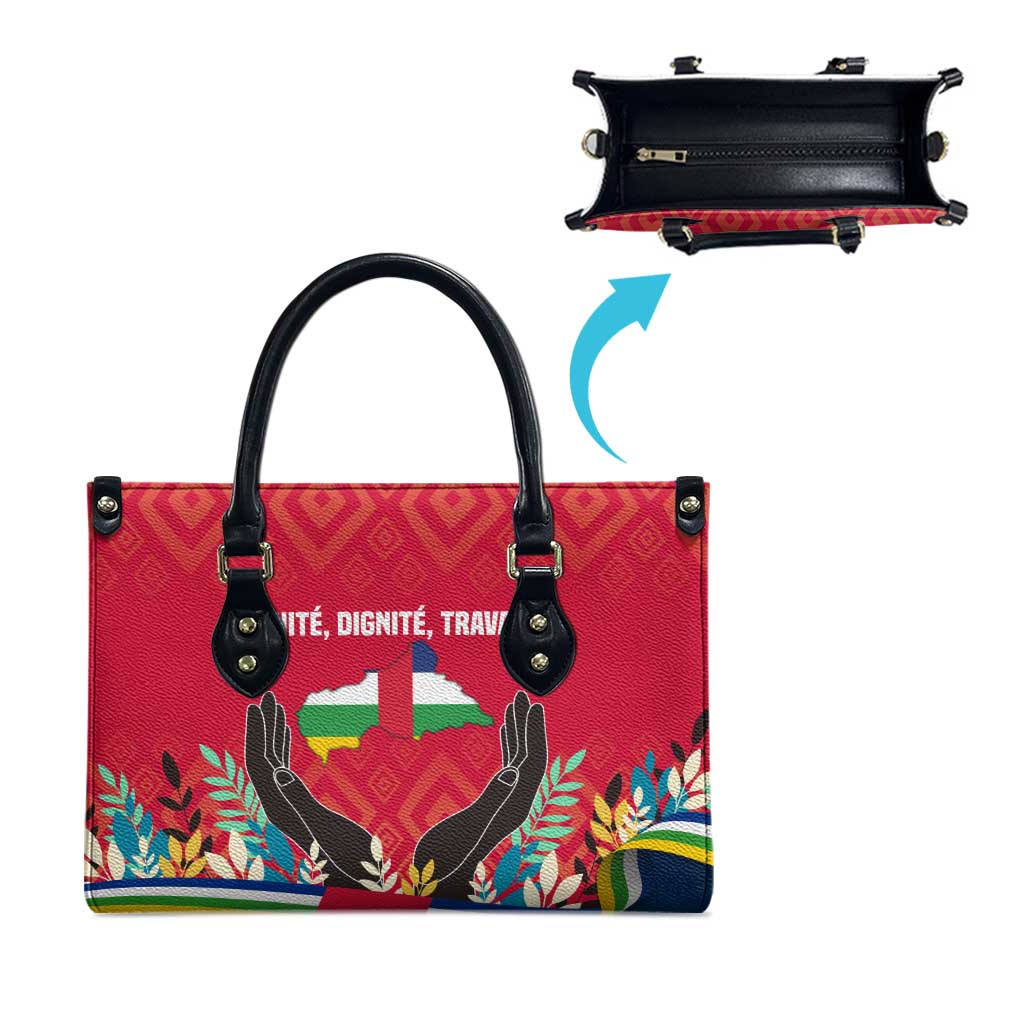Central African Republic Leather Bag with Red Blue Green Tribal Design and National Flag - Wonder Print Shop