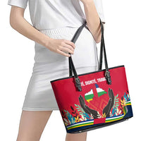 Central African Republic Leather Tote Bag with Red Blue Green Tribal Design and National Flag - Wonder Print Shop