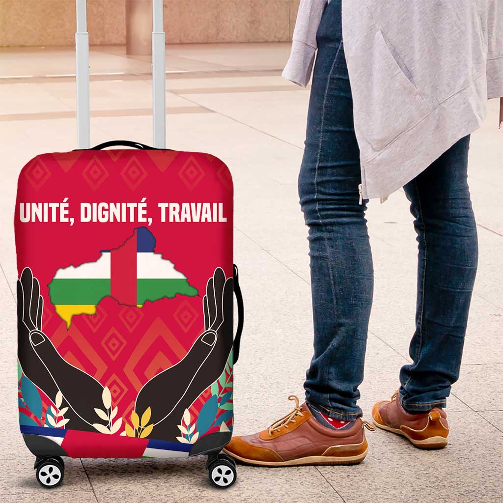 Central African Republic Luggage Cover with Red Blue Green Tribal Design and National Flag - Wonder Print Shop
