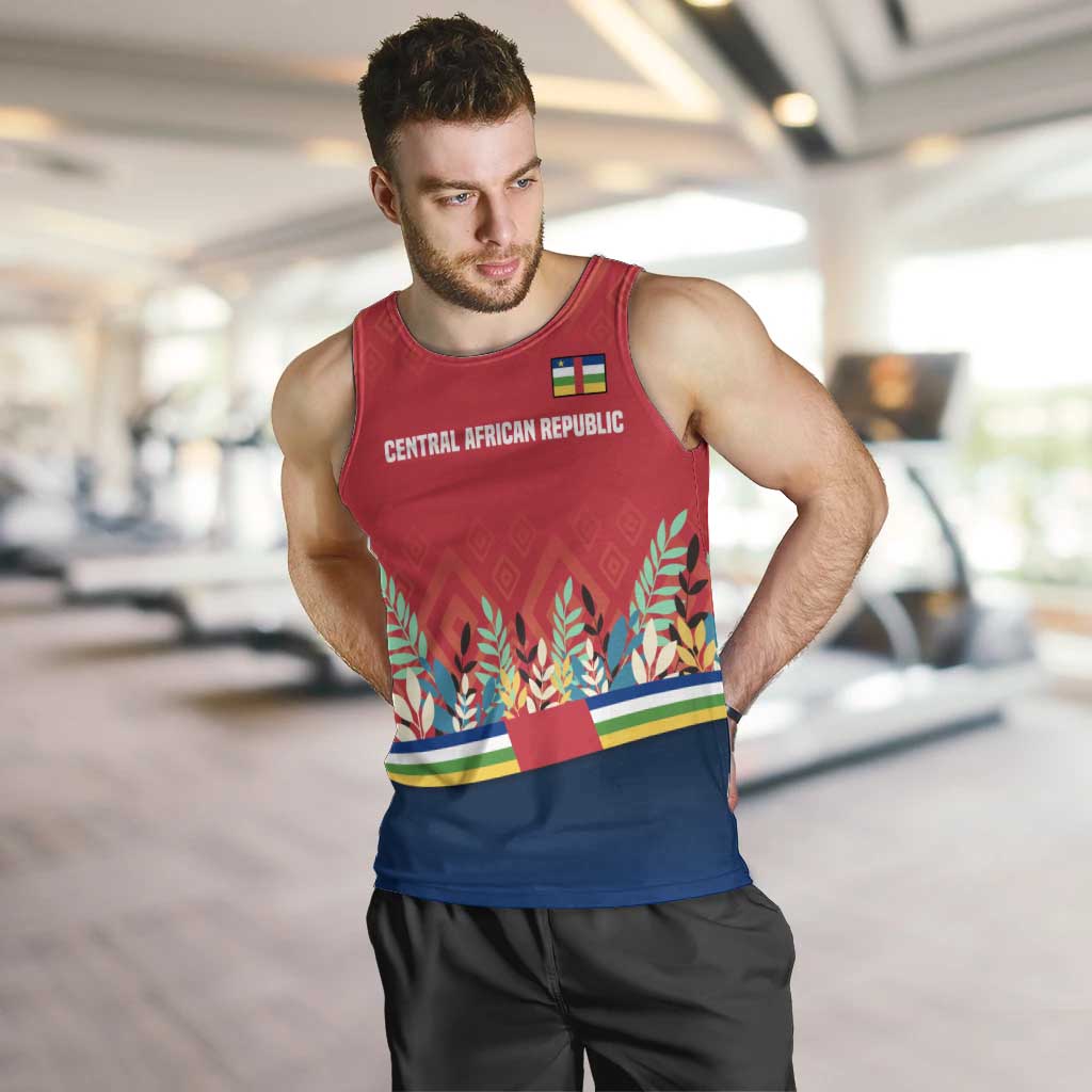 Central African Republic Men Tank Top with Red Blue Green Tribal Design and National Flag - Wonder Print Shop