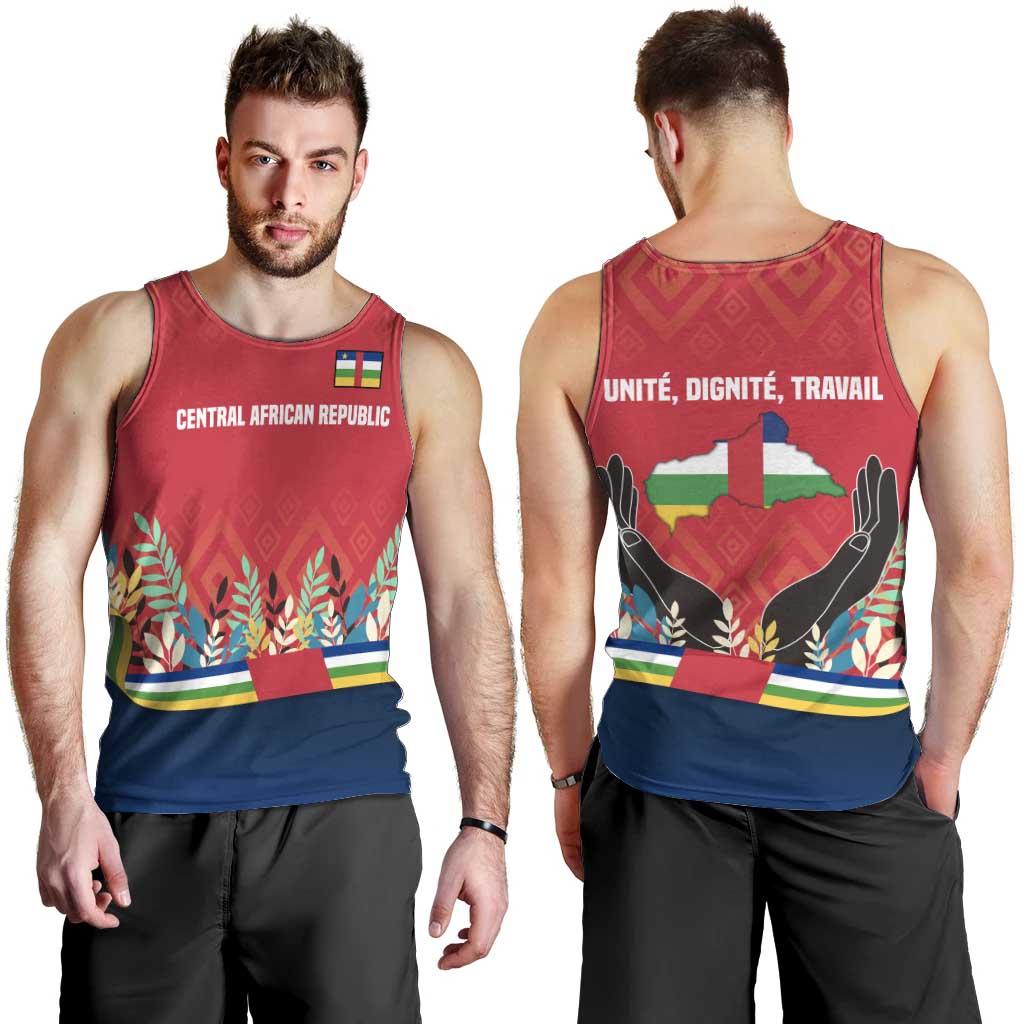 Central African Republic Men Tank Top with Red Blue Green Tribal Design and National Flag - Wonder Print Shop