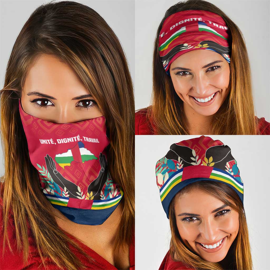 Central African Republic Neck Gaiter with Red Blue Green Tribal Design and National Flag - Wonder Print Shop